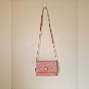 Kurt Geiger London-Kensington Duet Quilted Leather Crossbody Bag Orange NWT